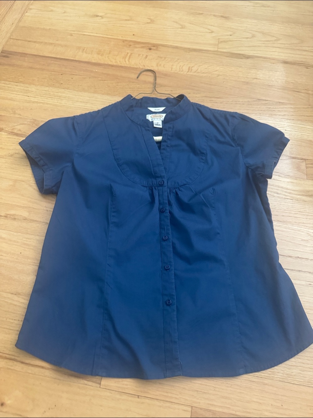 Talbots Navy Short-Sleeve Button-Front Shirt